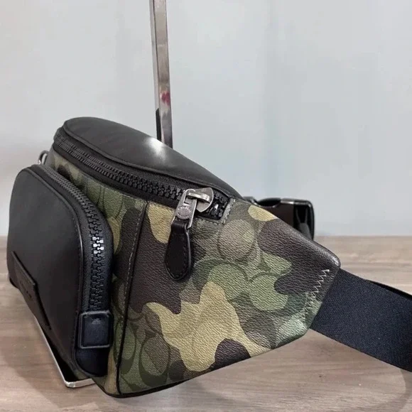 COACH Belt Bag In Signature Canvas Camo Print black Leather/Green Multi … - Picture 11 of 12
